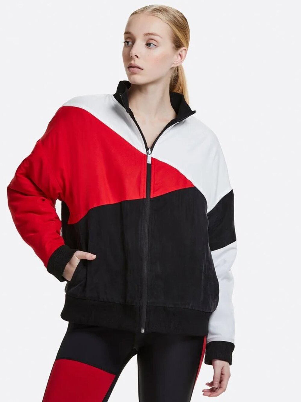 Alala Arcs Reversible Bomber Jacket Size XS S Retro Red Black Colorblock